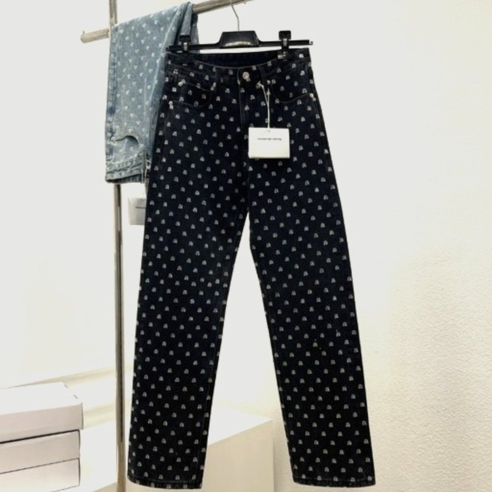 💖 Vintage Charcoal Black Denim💖 women's  Pants  with Rhinestone Embellishments